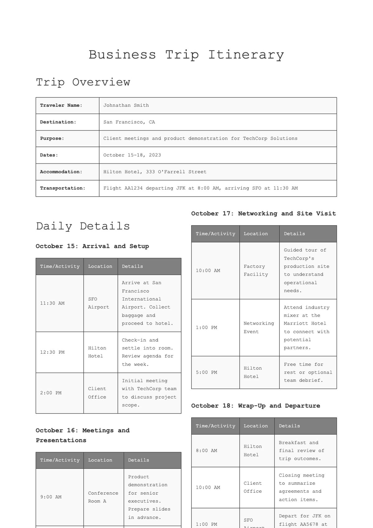 Business trip itinerary template with details and notes section_variant_3